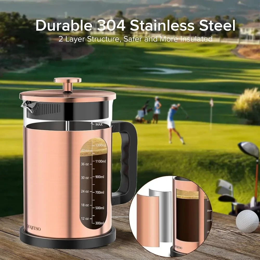 BRAND NEW ~ Stainless Steel French Press Coffee Maker Borosilicate Glass Press